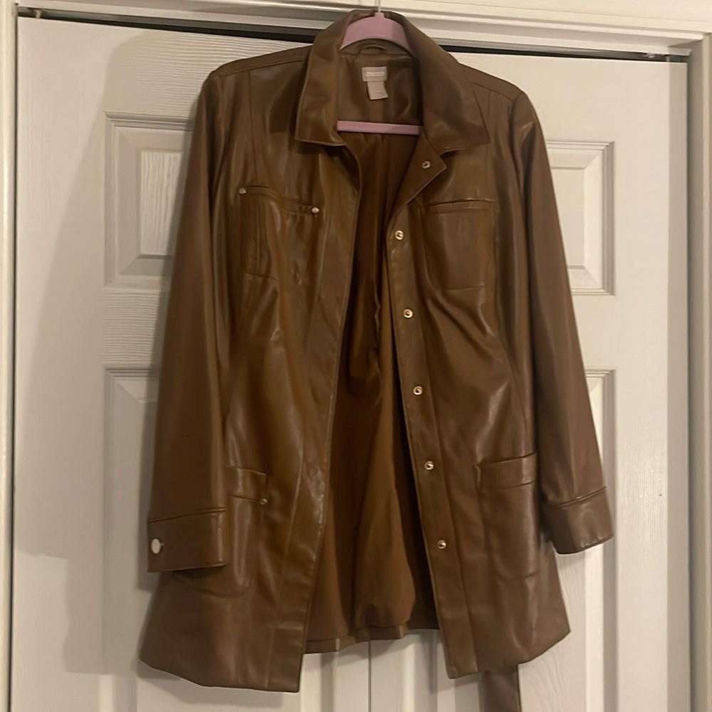 Chico’s Faux Leather Jacket With Belt